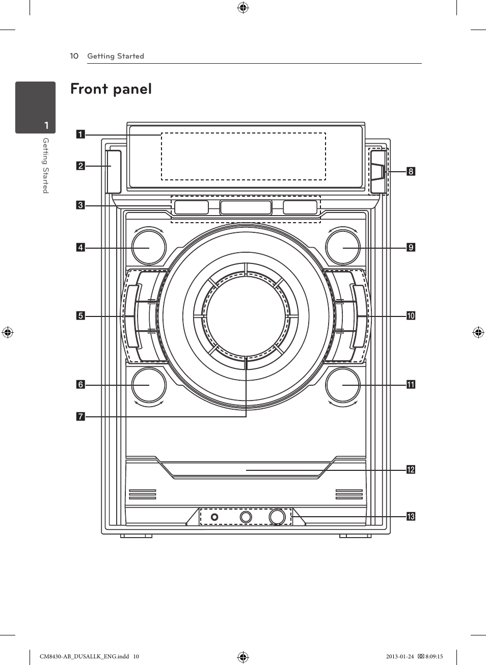 Front panel | LG CM8430 User Manual | Page 10 / 42