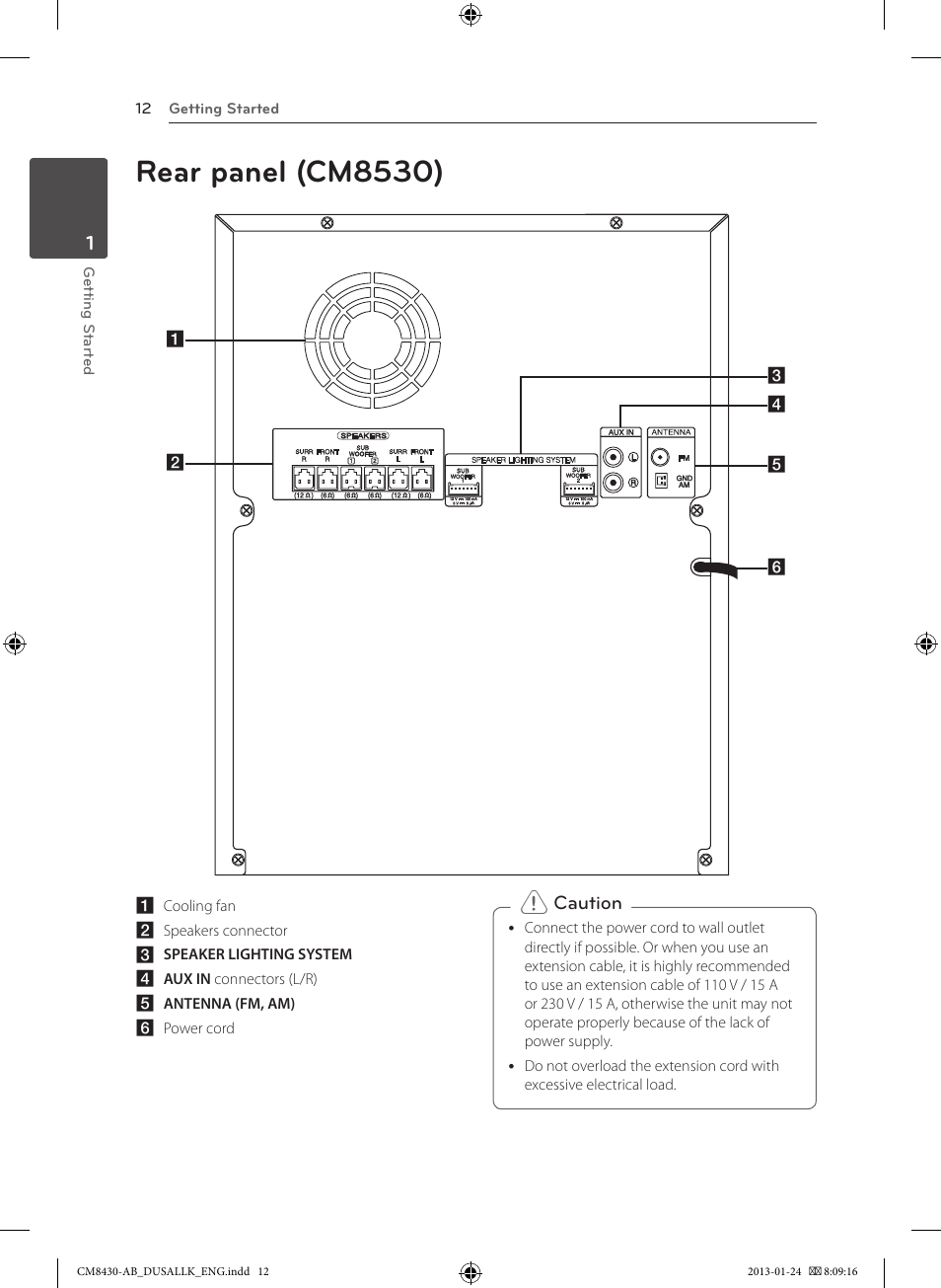 Rear panel (cm8530) | LG CM8430 User Manual | Page 12 / 42