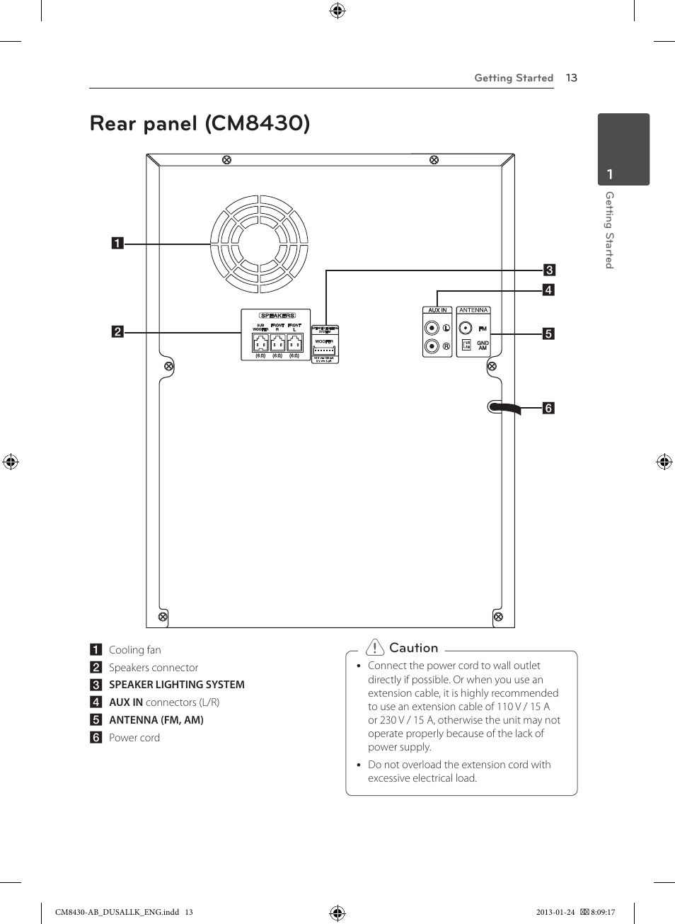 Rear panel (cm8430) | LG CM8430 User Manual | Page 13 / 42