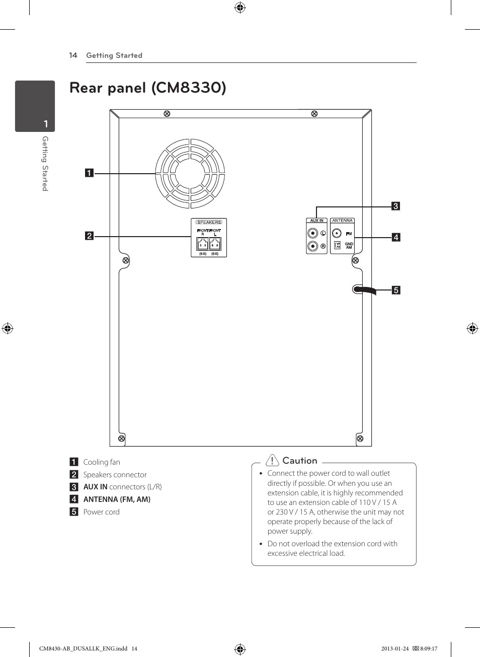 Rear panel (cm8330) | LG CM8430 User Manual | Page 14 / 42