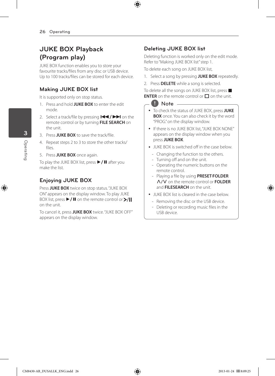 Juke box playback (program play) | LG CM8430 User Manual | Page 26 / 42