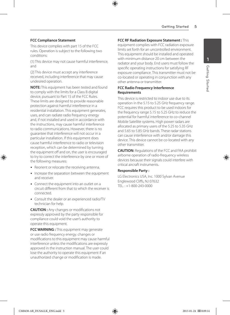LG CM8430 User Manual | Page 5 / 42