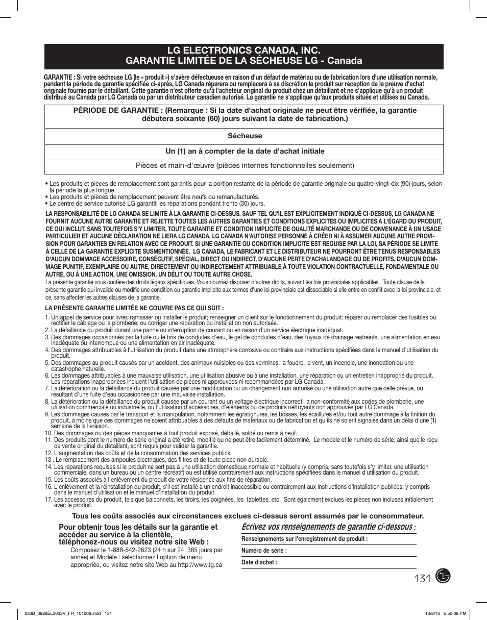 LG DLEX2501V User Manual | Page 131 / 132