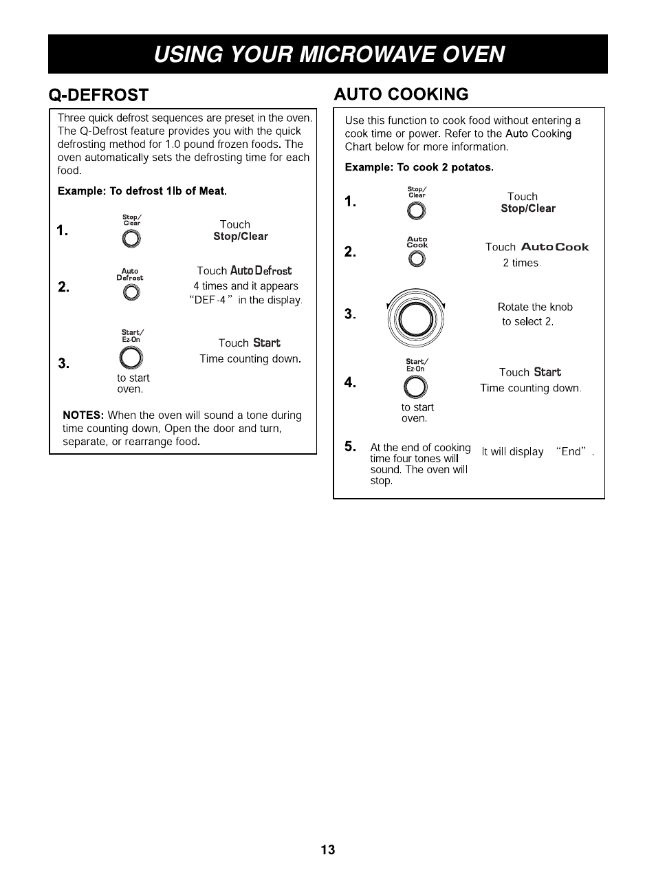 Using your microwave oven | LG MAR1140W User Manual | Page 13 / 24