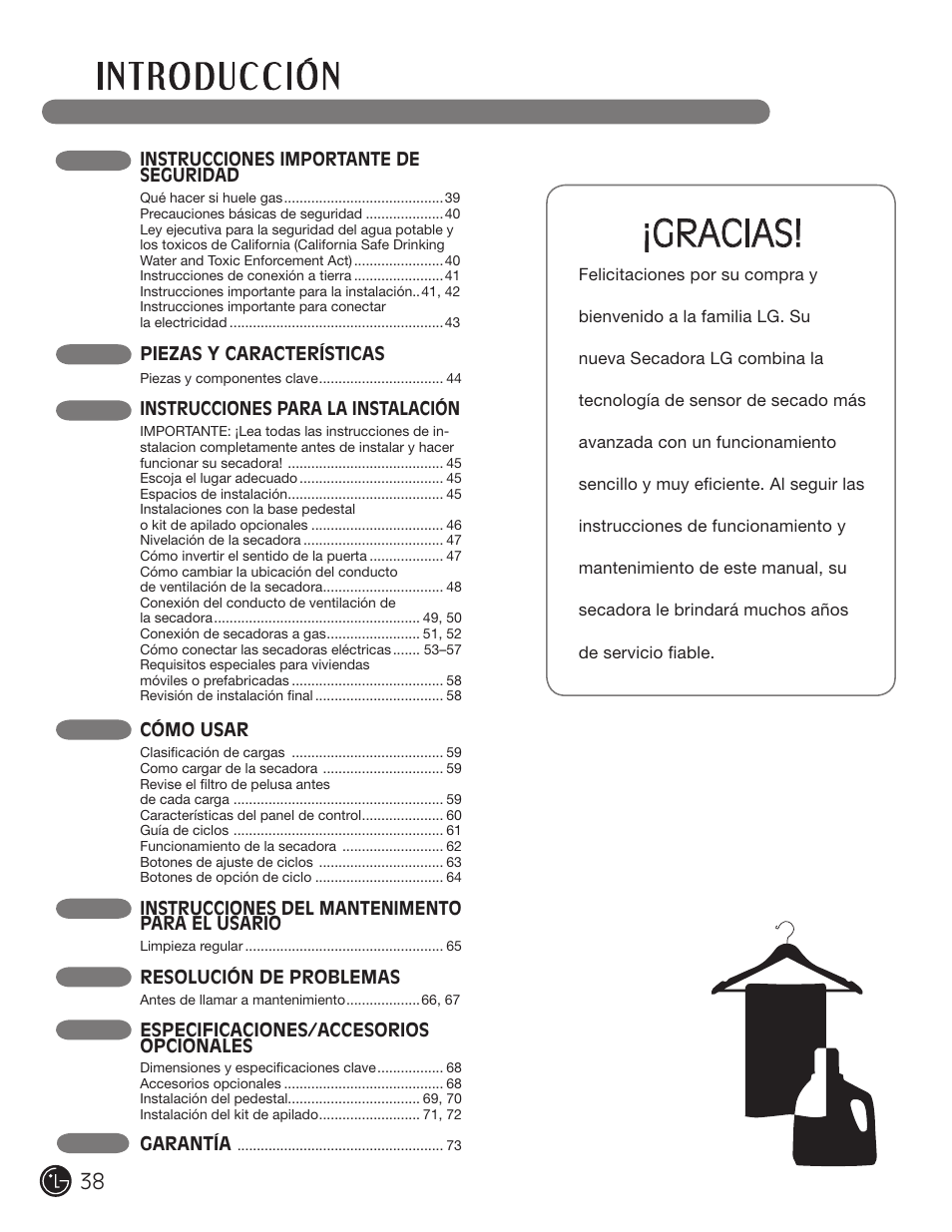 Gracias | LG DLE1310W User Manual | Page 38 / 76