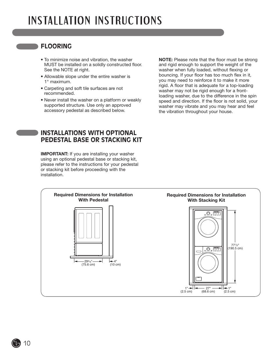 Flooring | LG WM2701HV User Manual | Page 10 / 108