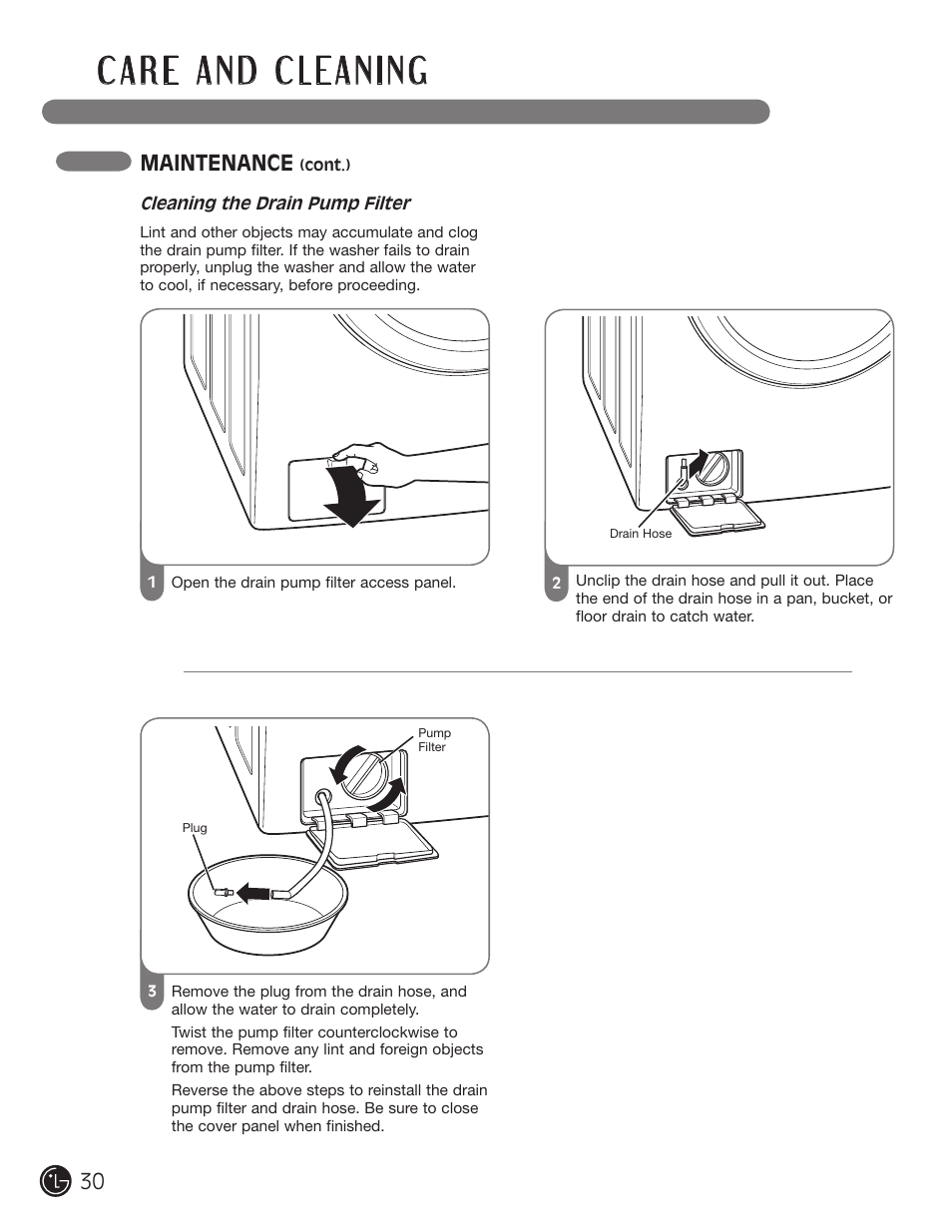 Maintenance | LG WM2701HV User Manual | Page 30 / 108