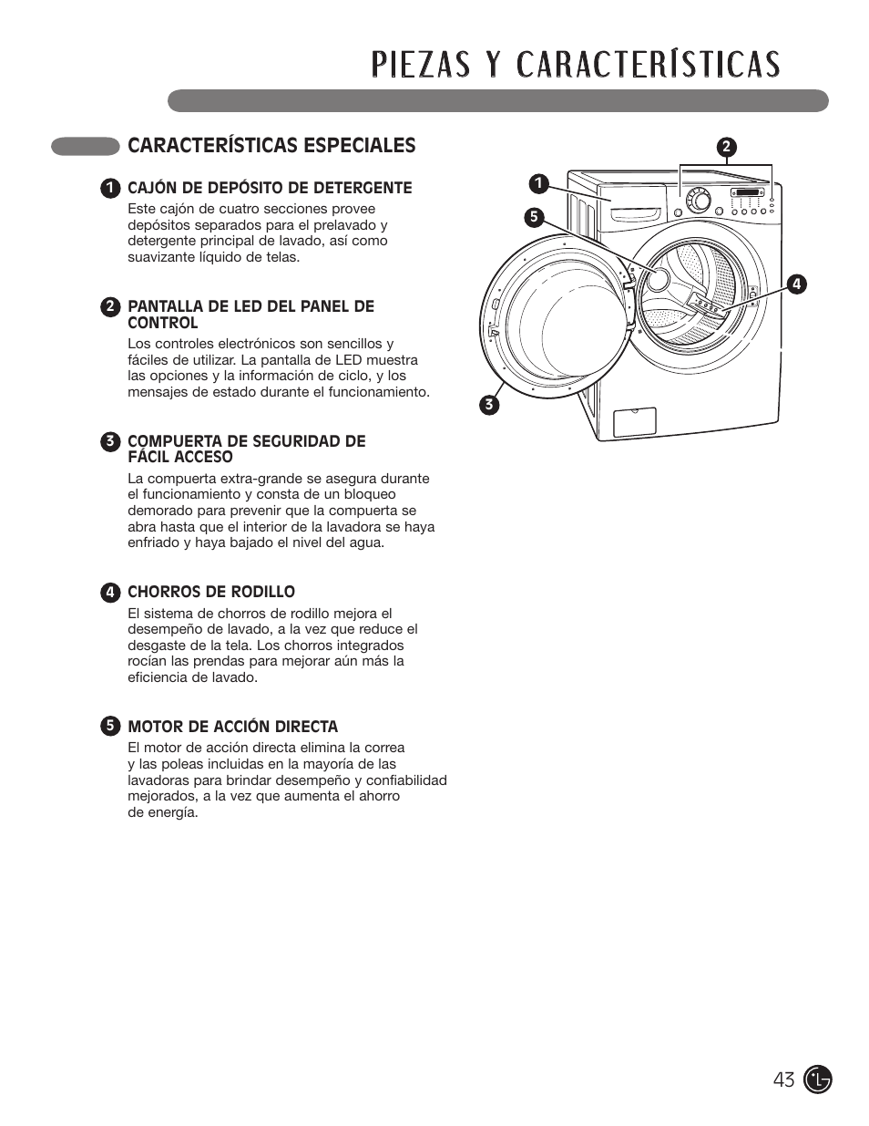 Características especiales | LG WM2701HV User Manual | Page 43 / 108