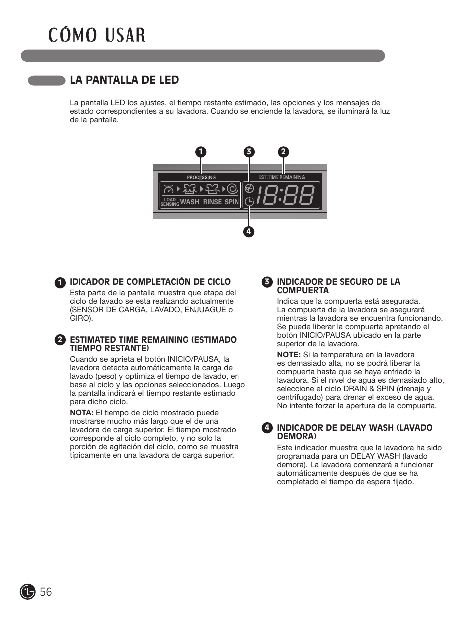 La pantalla de led | LG WM2701HV User Manual | Page 56 / 108