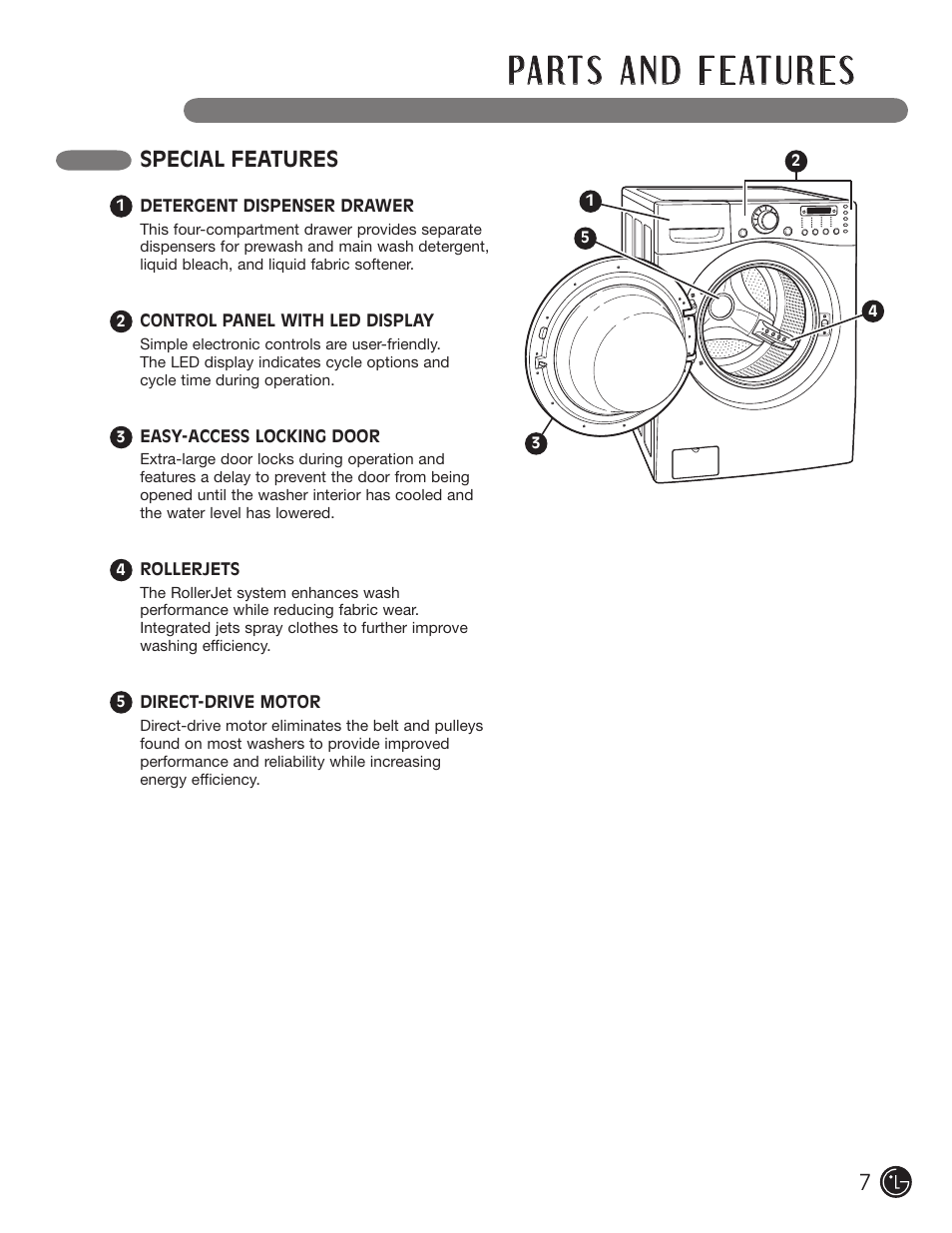 Special features | LG WM2701HV User Manual | Page 7 / 108