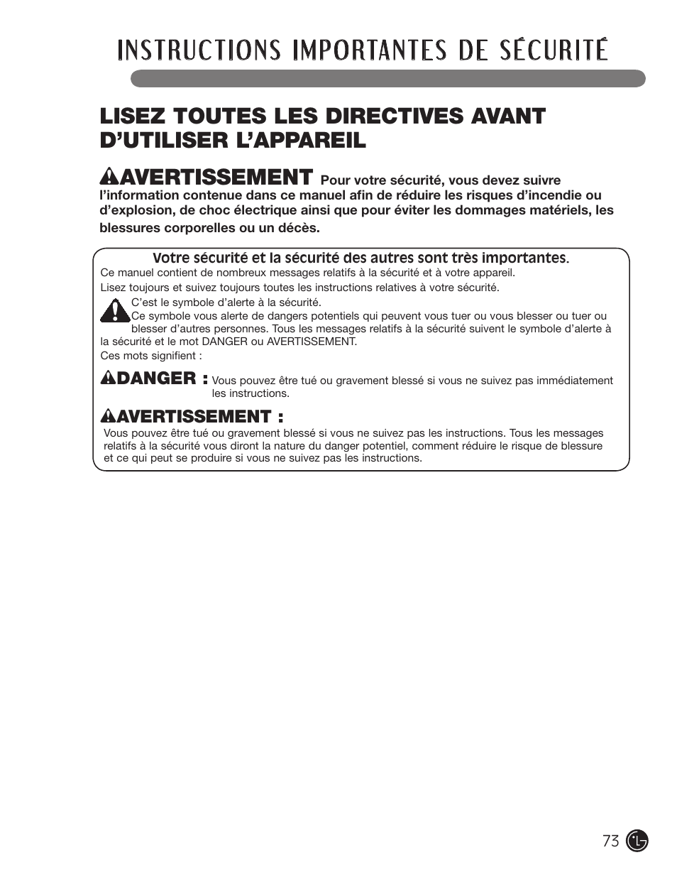Wavertissement | LG WM2701HV User Manual | Page 73 / 108