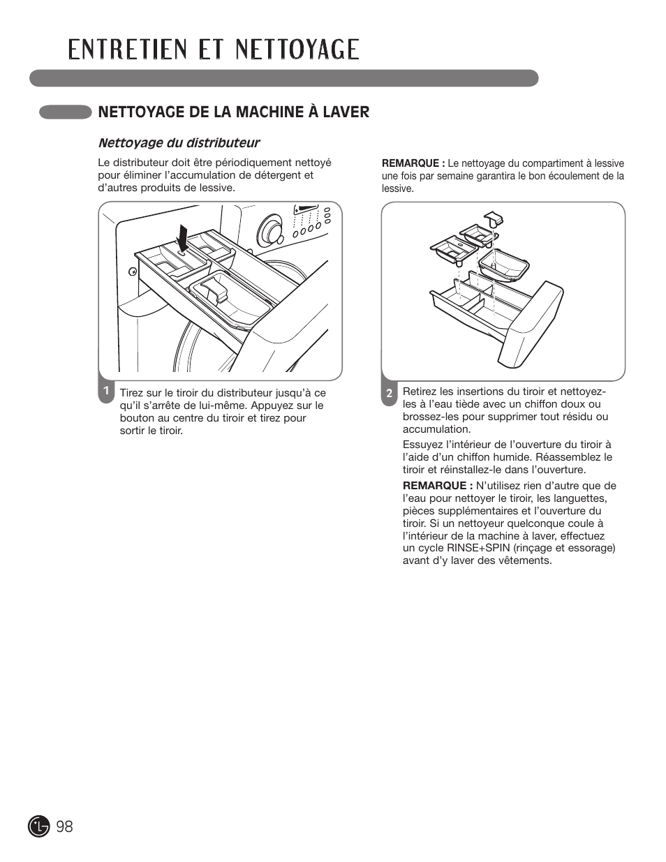 Nettoyage de la machine à laver | LG WM2701HV User Manual | Page 98 / 108