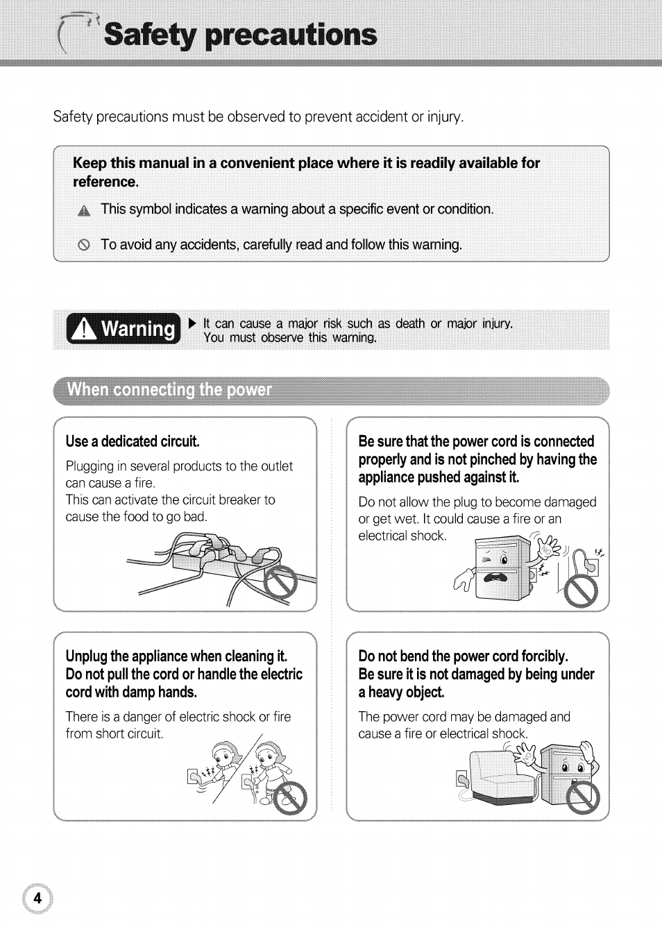 Safety precautions | LG GR-K09S User Manual | Page 4 / 31