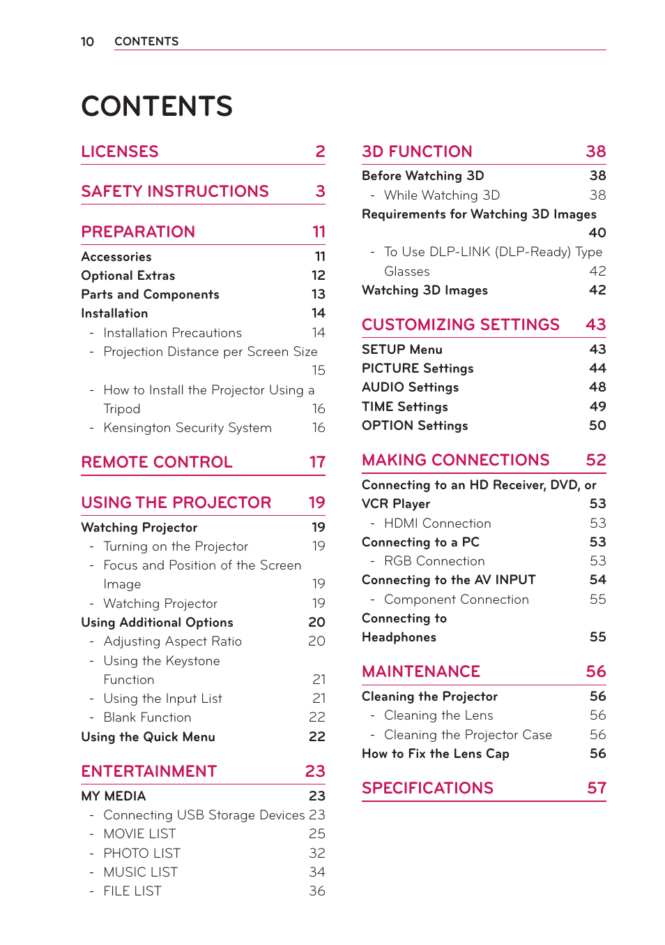 LG PA70G User Manual | Page 10 / 60