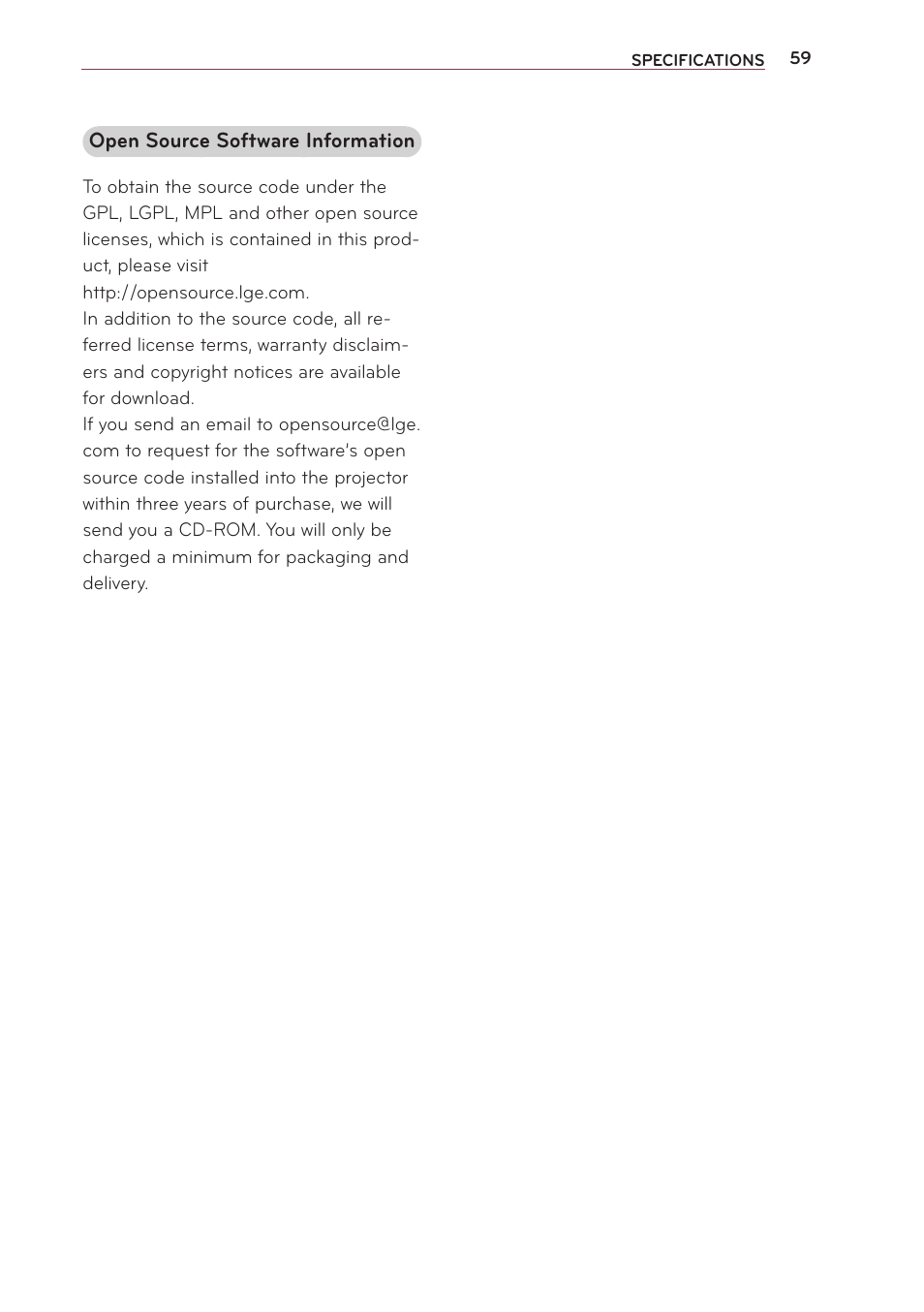 LG PA70G User Manual | Page 59 / 60