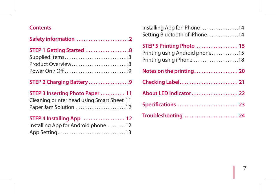 LG PD233 User Manual | Page 7 / 28