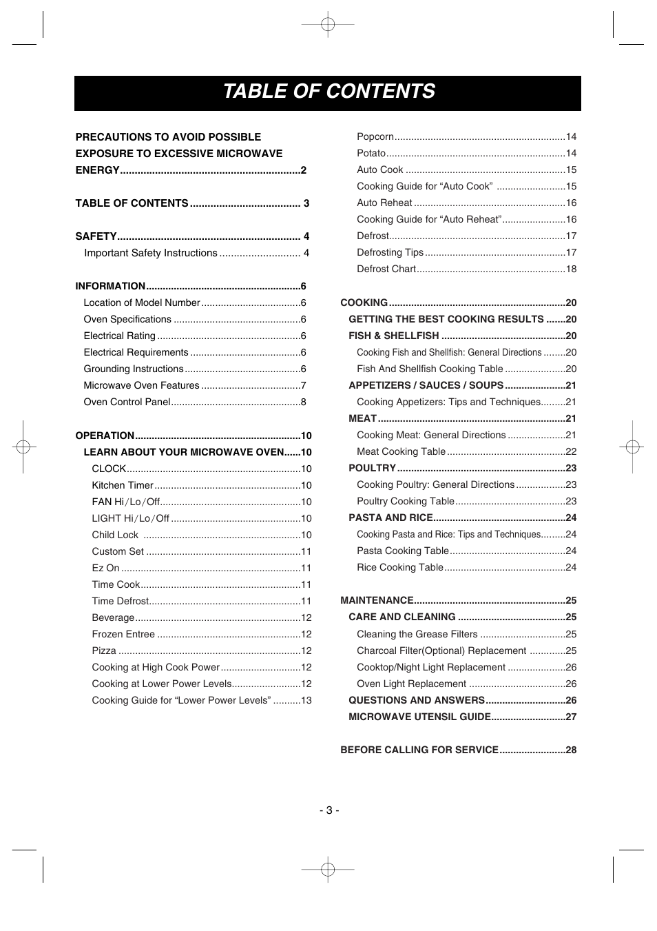 LG MV-1501B User Manual | Page 3 / 30