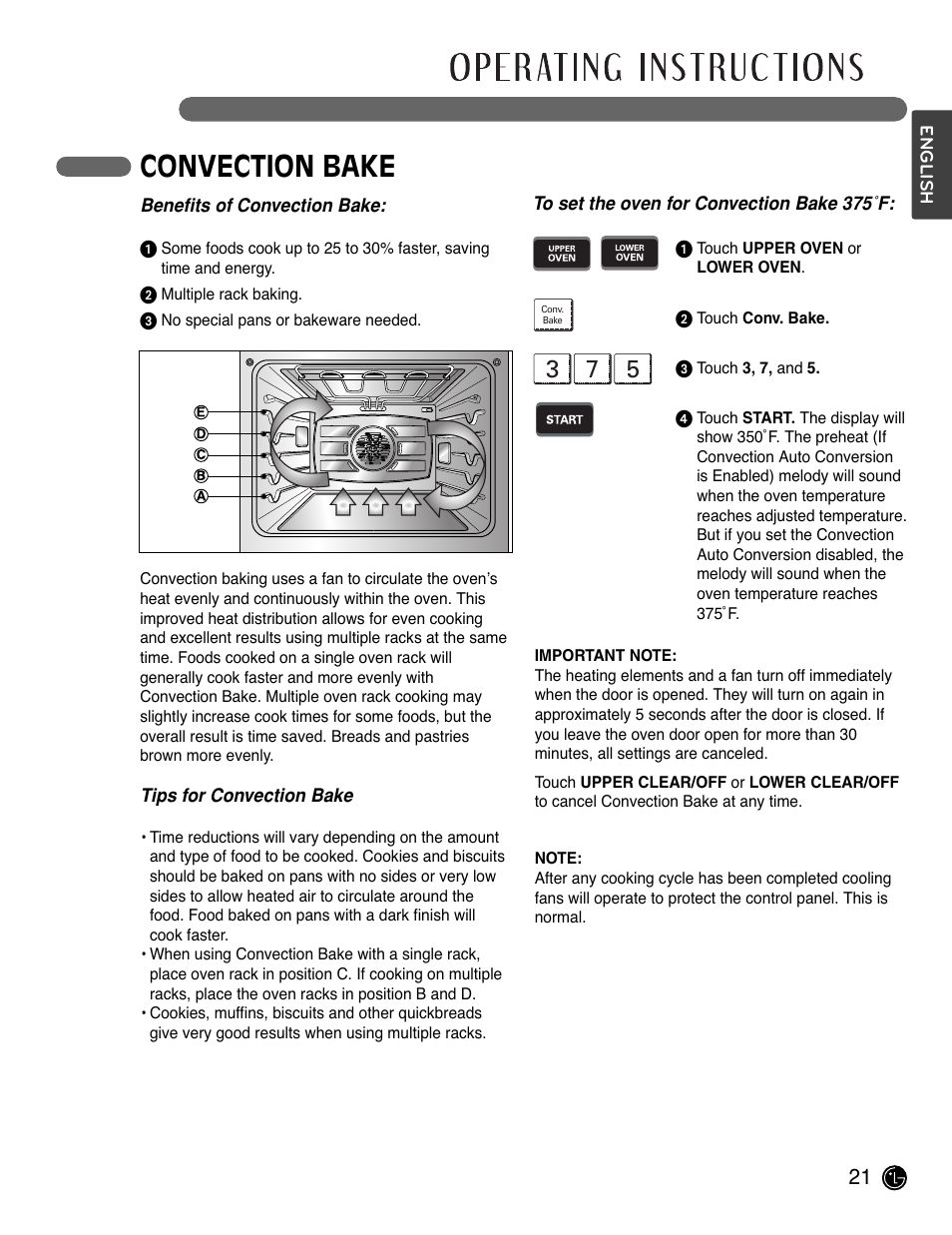 Convection bake | LG LSWD305ST User Manual | Page 21 / 80