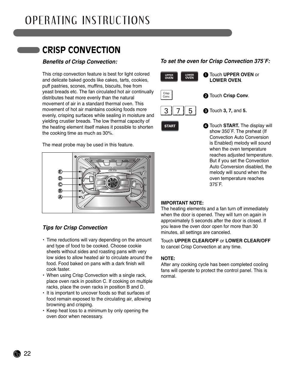 Crisp convection | LG LSWD305ST User Manual | Page 22 / 80
