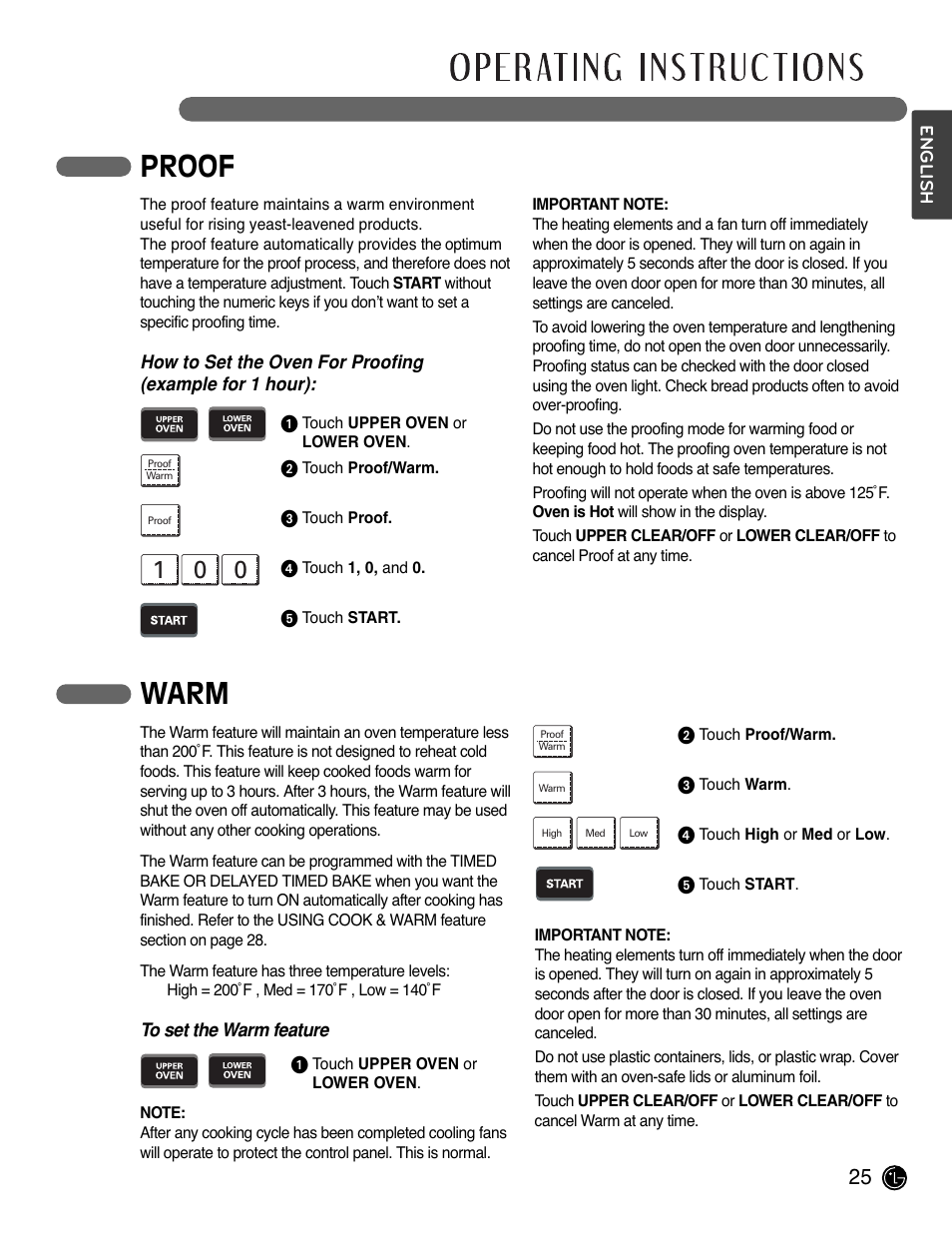 Proof, Warm | LG LSWD305ST User Manual | Page 25 / 80
