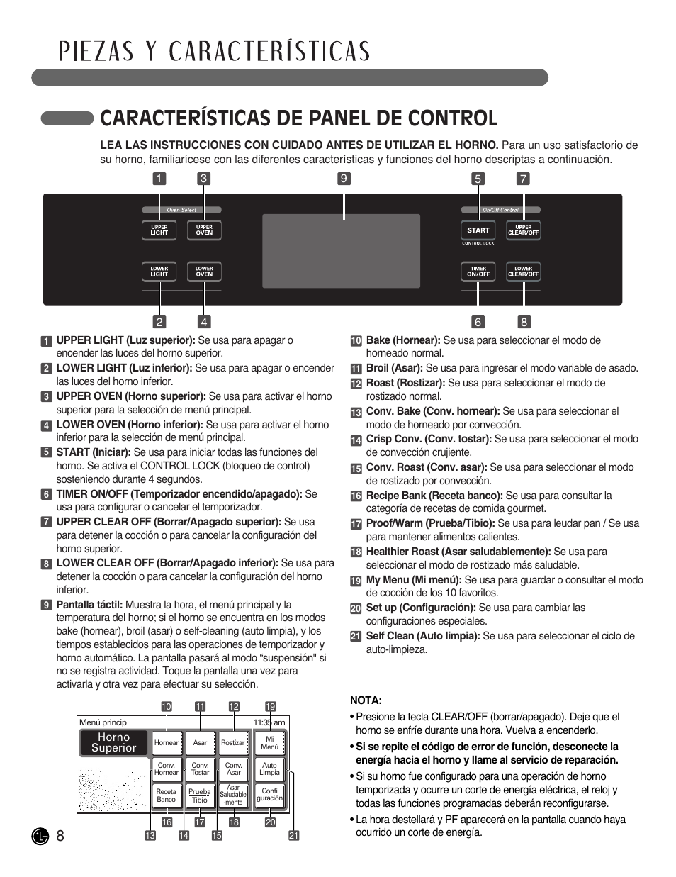 Características de panel de control | LG LSWD305ST User Manual | Page 48 / 80