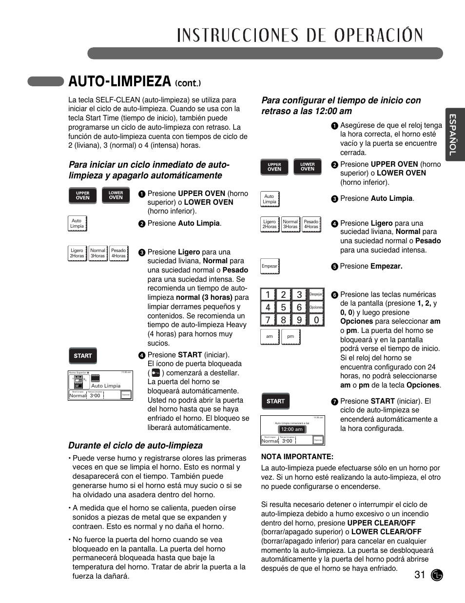 Auto-limpieza, Español, Cont.) | LG LSWD305ST User Manual | Page 71 / 80