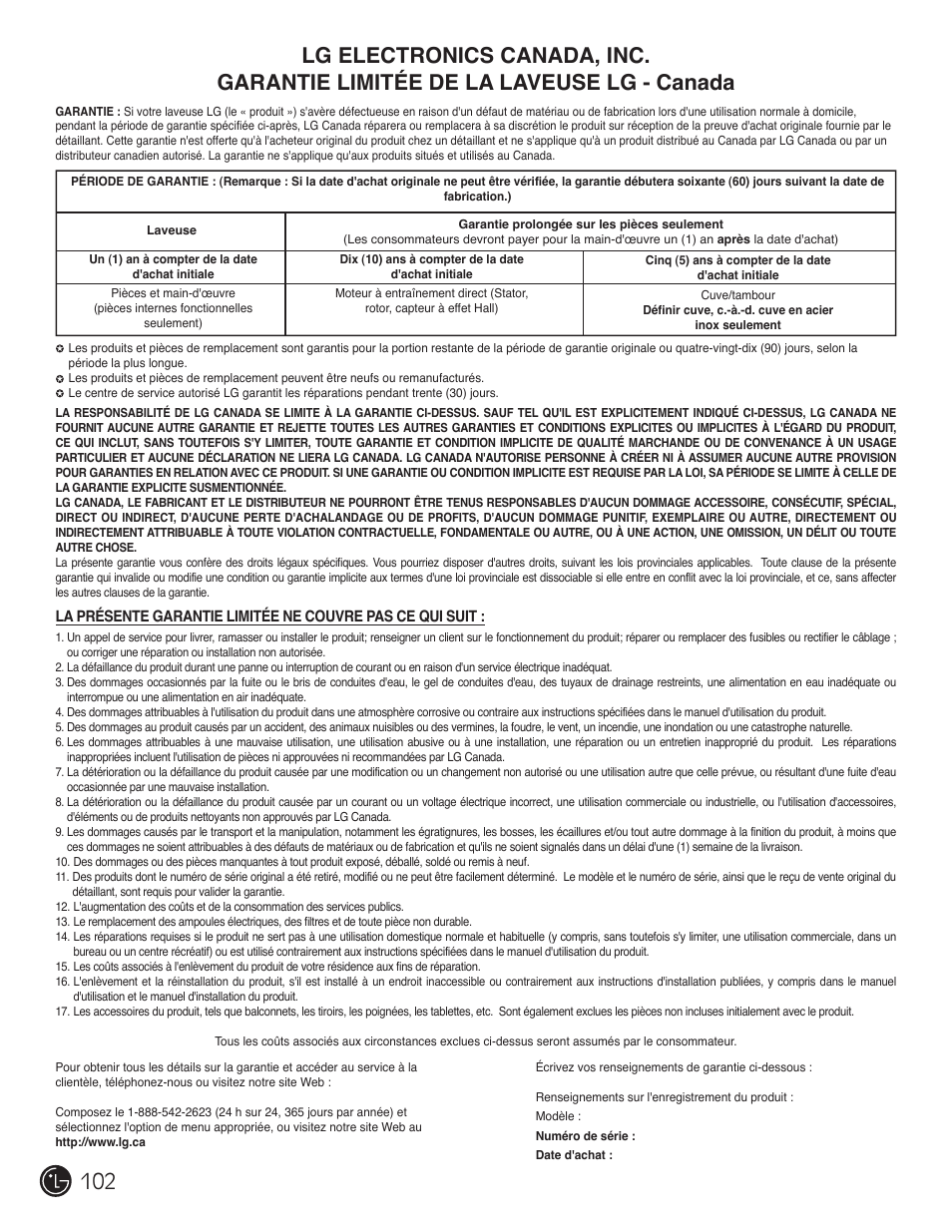 LG WM2050CW User Manual | Page 102 / 108
