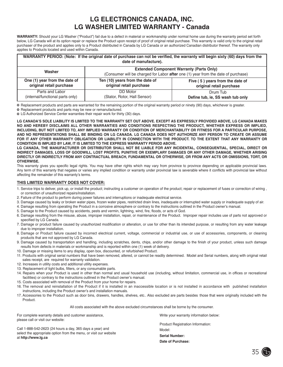 LG WM2050CW User Manual | Page 35 / 108