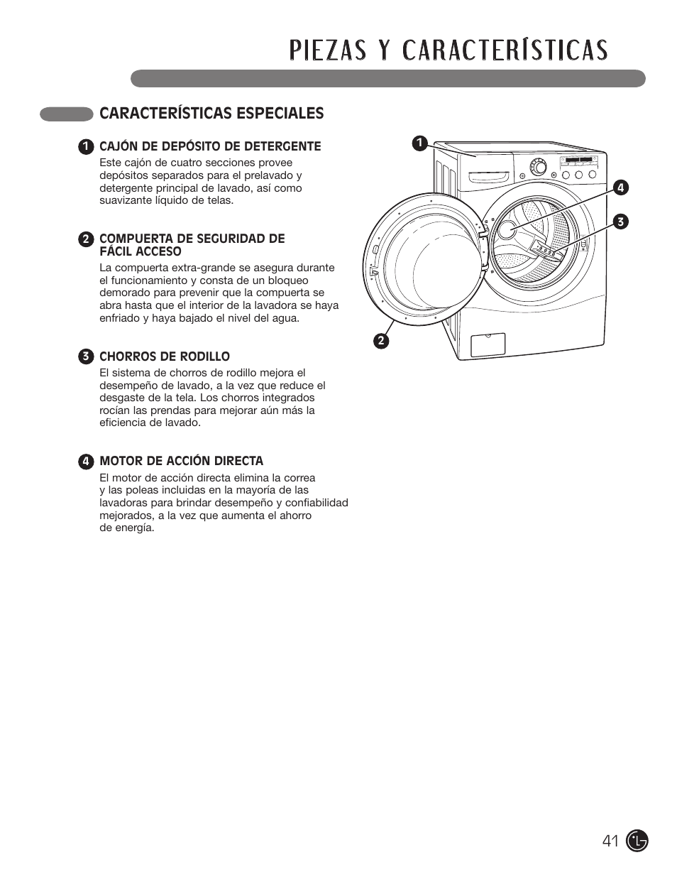 Características especiales | LG WM2050CW User Manual | Page 41 / 108