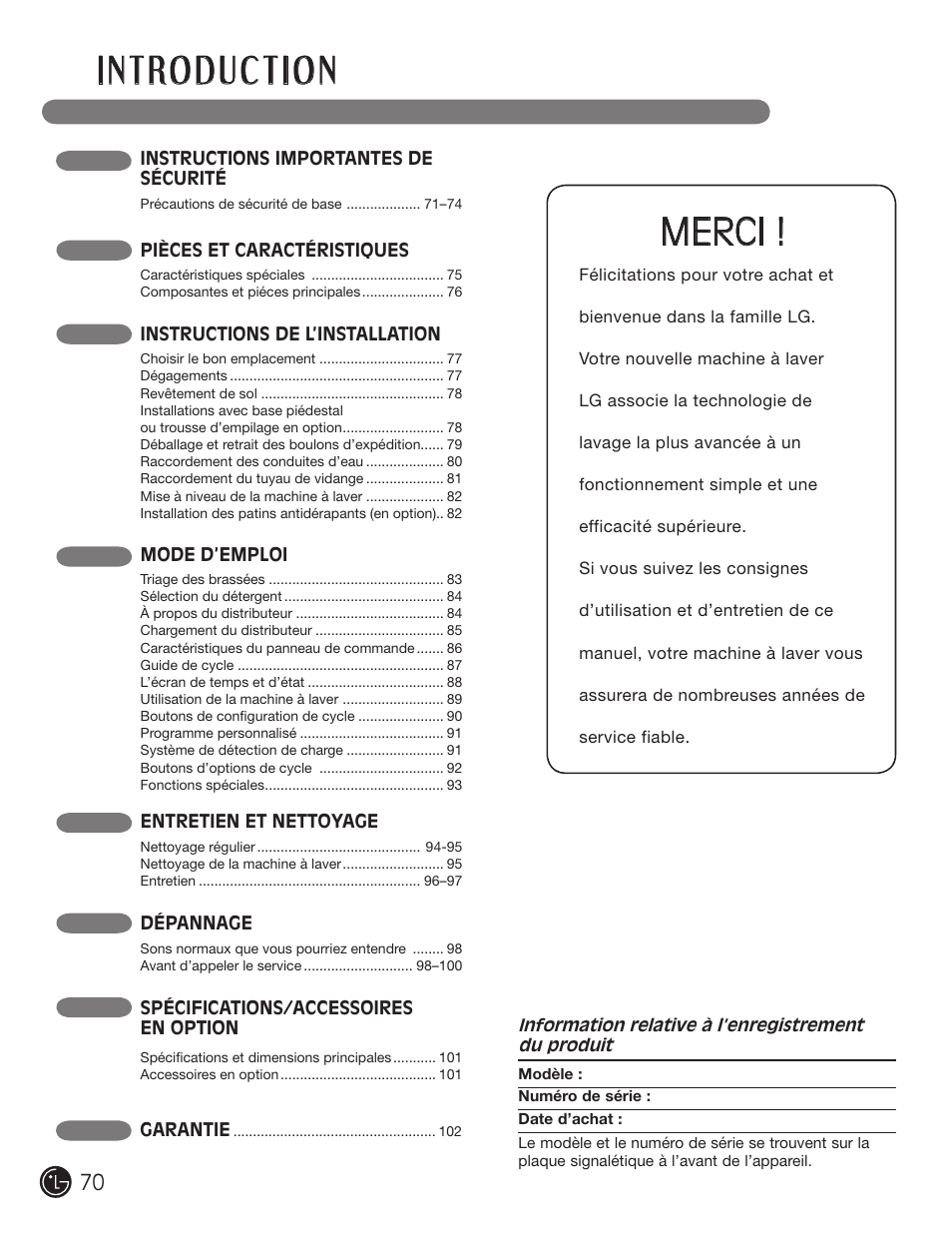 Merci | LG WM2050CW User Manual | Page 70 / 108