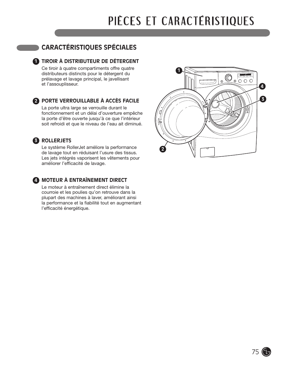 Caractéristiques spéciales | LG WM2050CW User Manual | Page 75 / 108