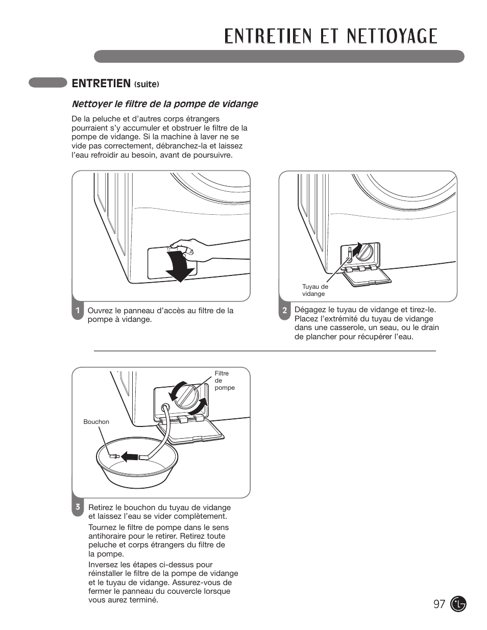Entretien | LG WM2050CW User Manual | Page 97 / 108