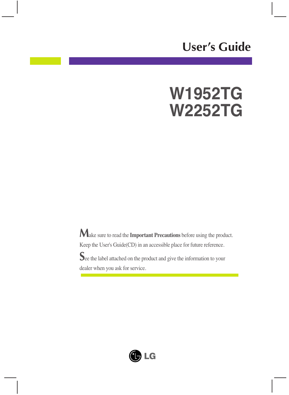 LG W2252TG-TF User Manual | 25 pages