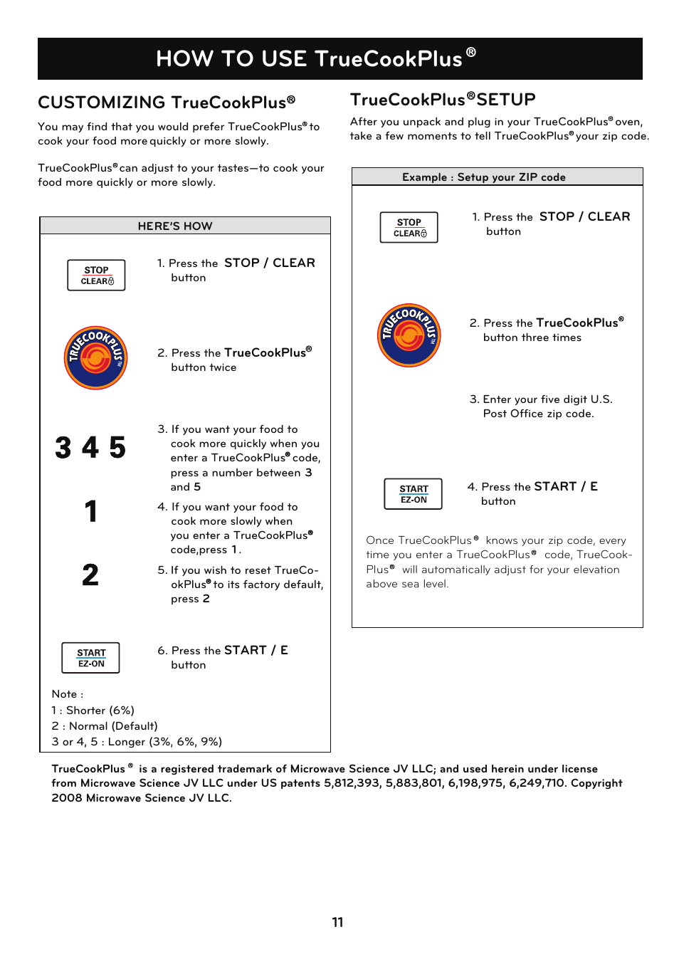 How to use truecookplus, Truecookplus setup, Customizing truecookplus | LG LCRT1510SV User Manual | Page 11 / 29