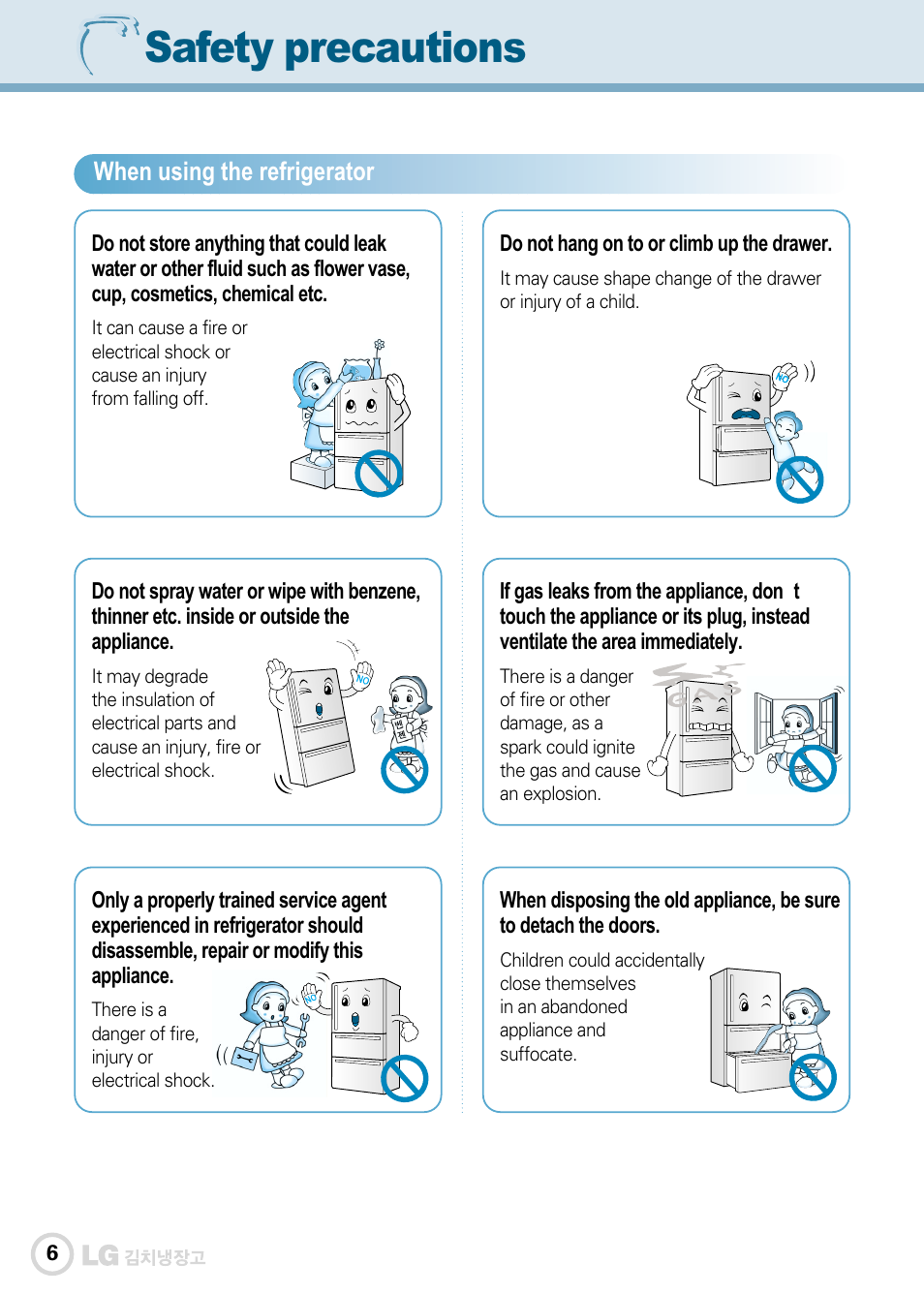 Safety precautions | LG GR-K30PS User Manual | Page 43 / 74