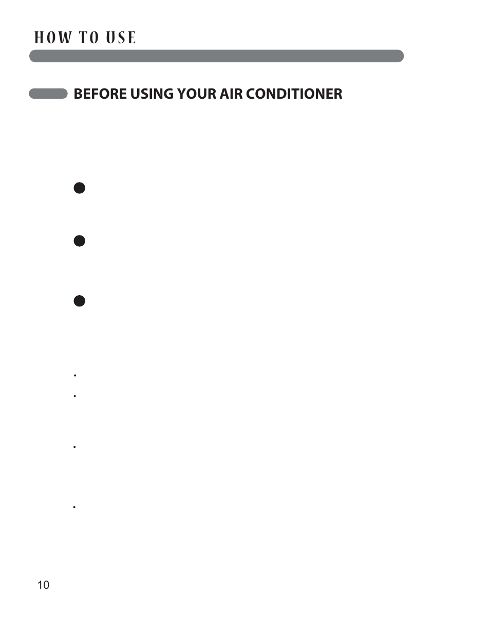 Before using your air conditioner | LG LP1213GXR User Manual | Page 10 / 28