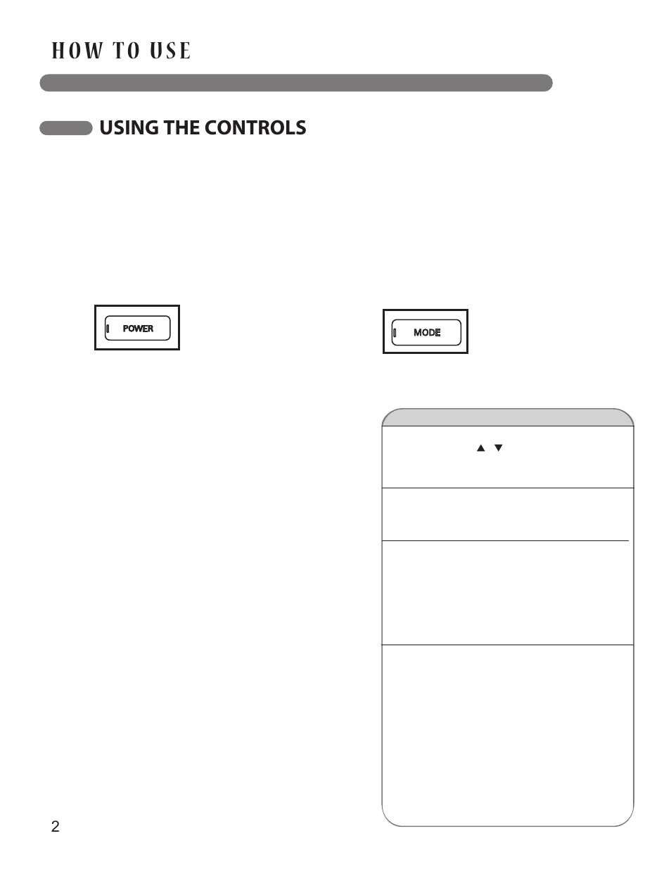 Using the controls | LG LP1213GXR User Manual | Page 12 / 28