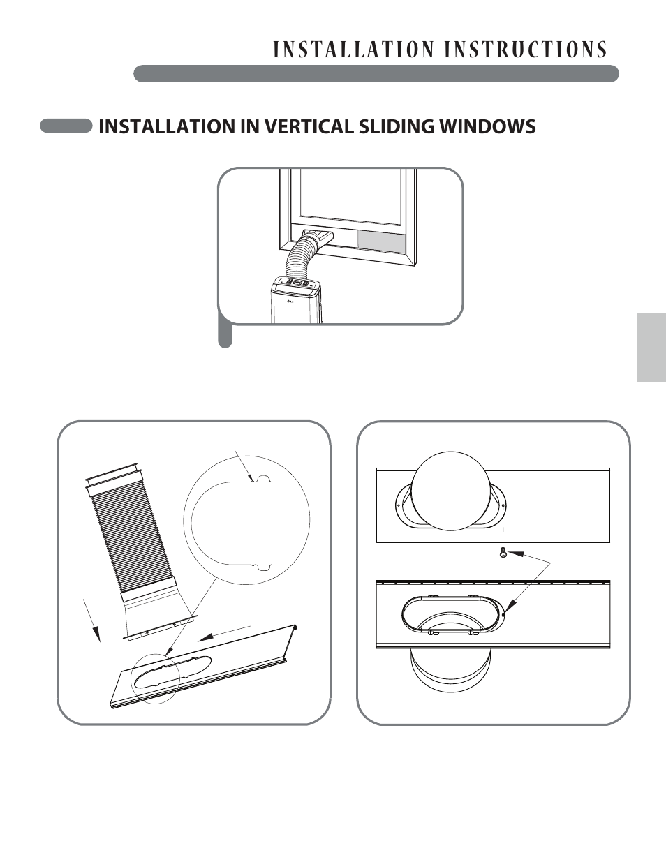 Installation in vertical sliding windows | LG LP1213GXR User Manual | Page 19 / 28