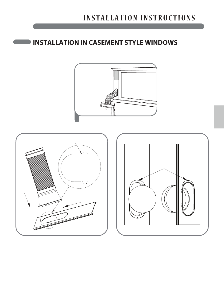 Installation in casement style windows | LG LP1213GXR User Manual | Page 21 / 28
