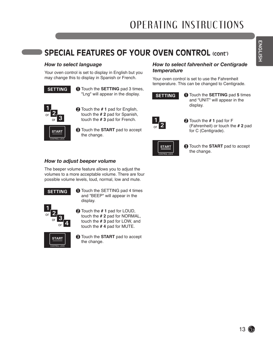 Special features of your oven control | LG LWS3010ST User Manual | Page 13 / 76