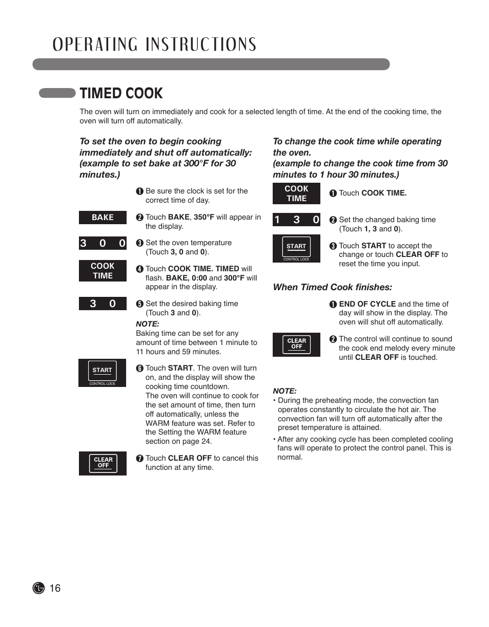 Timed cook | LG LWS3010ST User Manual | Page 16 / 76