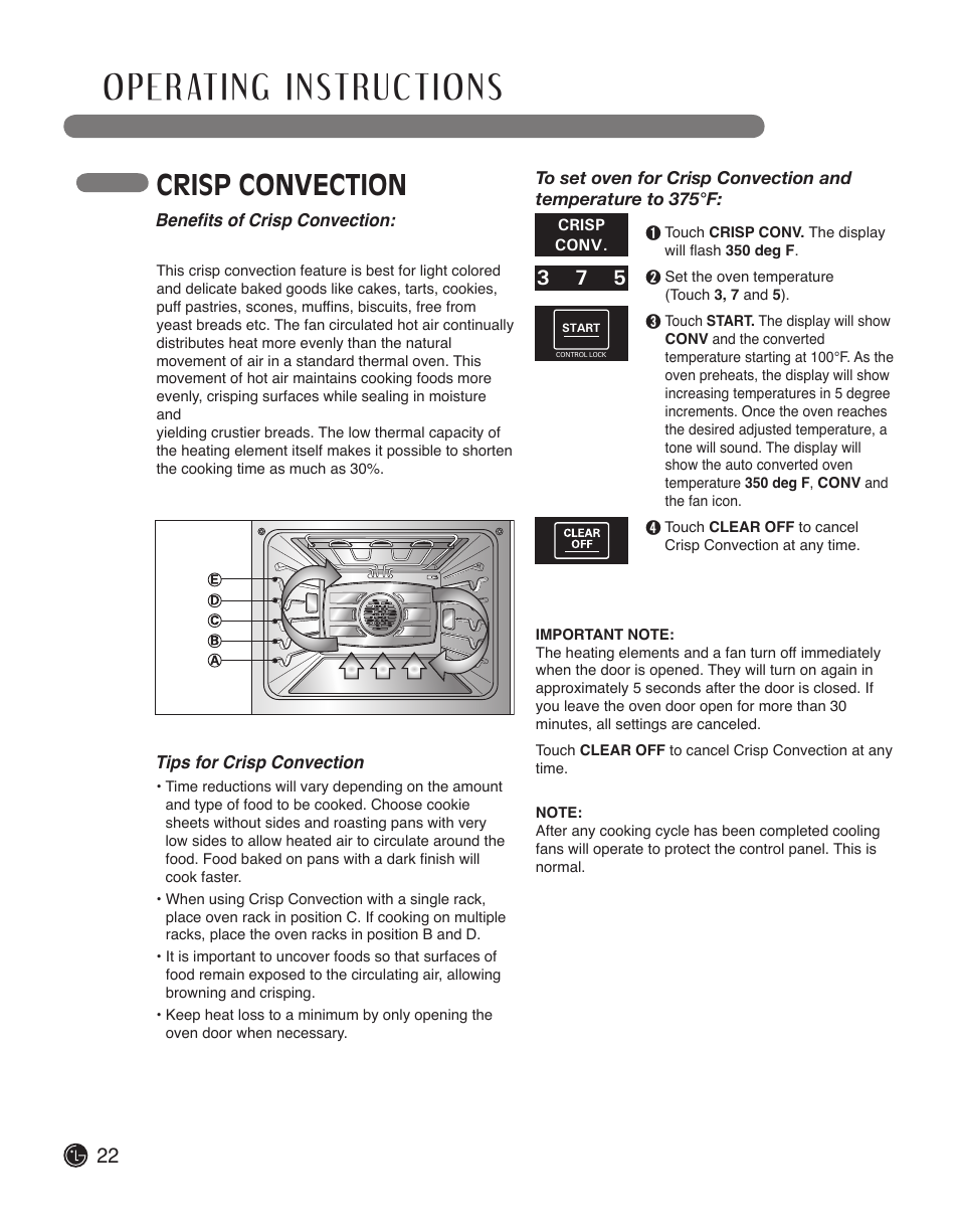 Crisp convection | LG LWS3010ST User Manual | Page 22 / 76