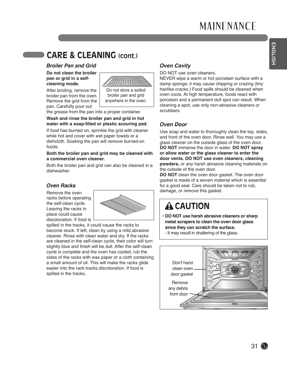 Care & cleaning, Caution, Cont.) | LG LWS3010ST User Manual | Page 31 / 76