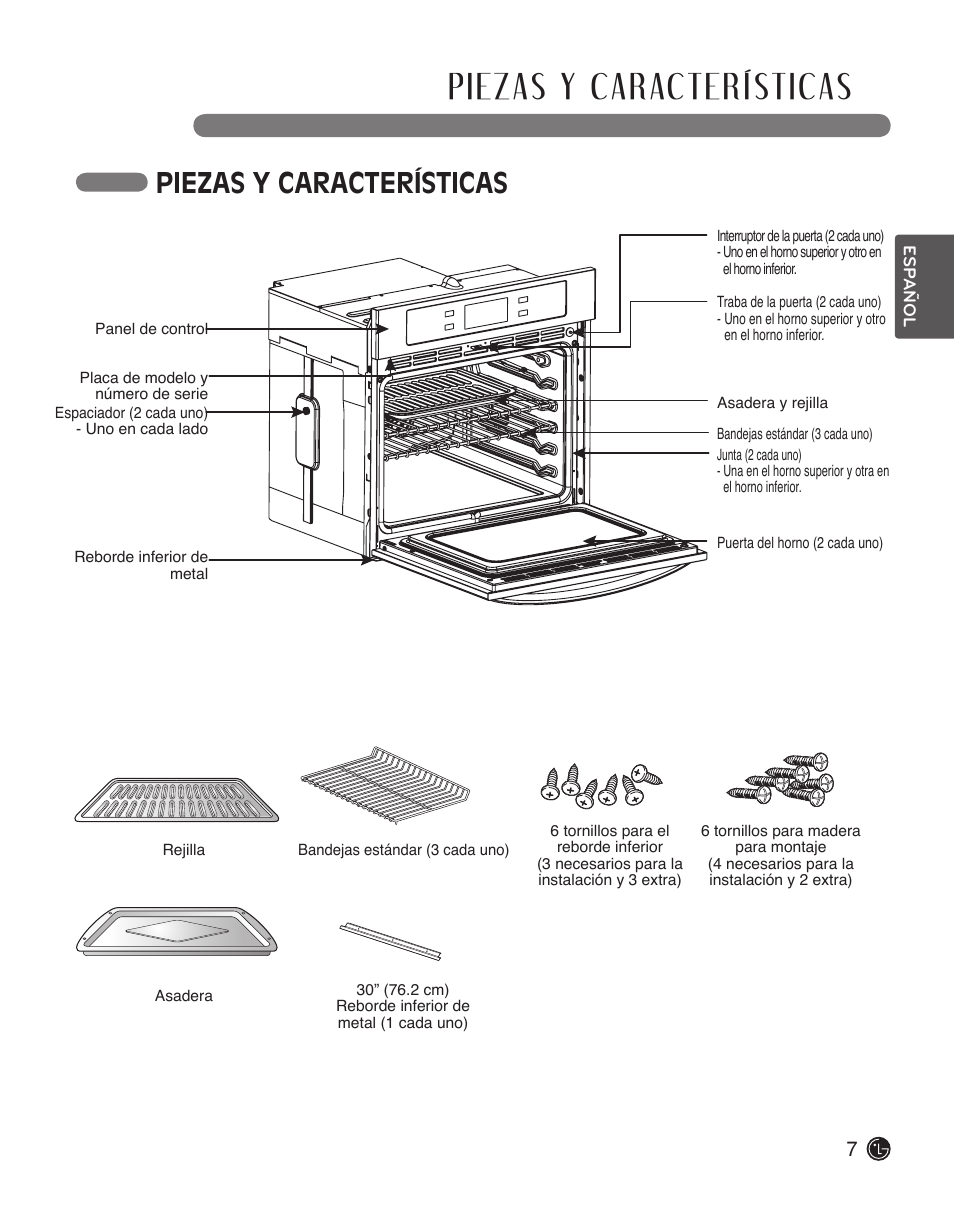 Piezas y características | LG LWS3010ST User Manual | Page 43 / 76