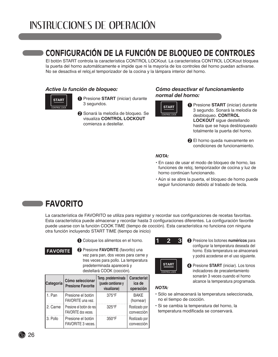 Instrucciones de operación, Favorito | LG LWS3010ST User Manual | Page 62 / 76