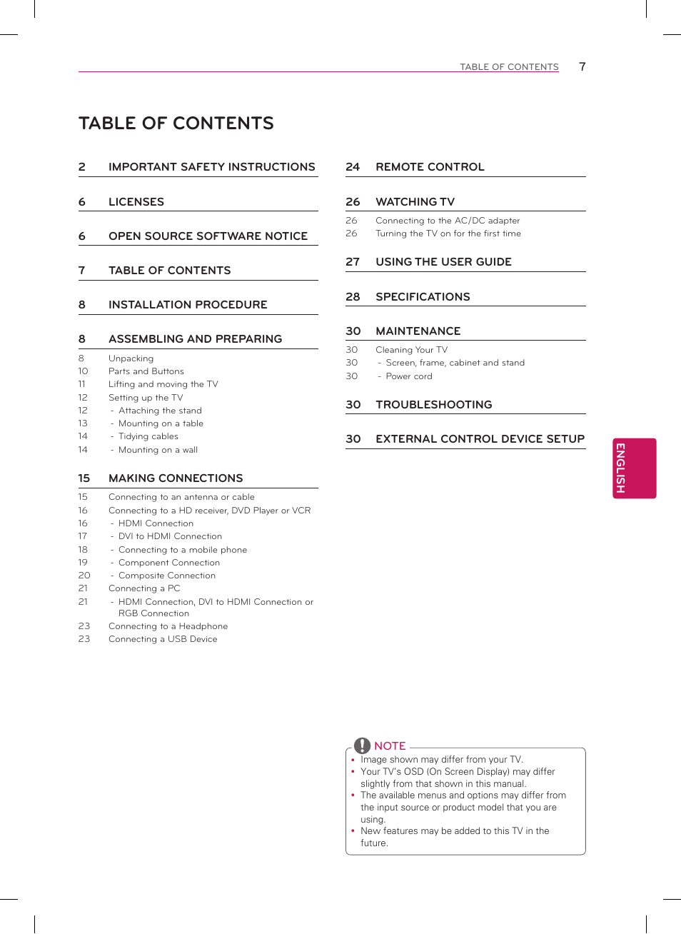 LG 22LN4500 User Manual | Page 7 / 32