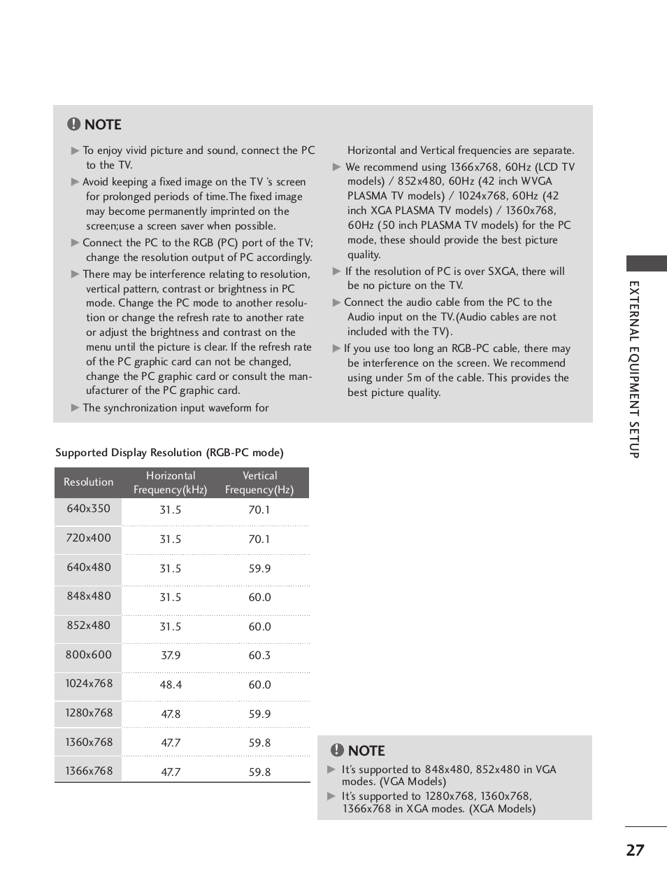 External eq uipment setup | LG 42LB9R User Manual | Page 29 / 88