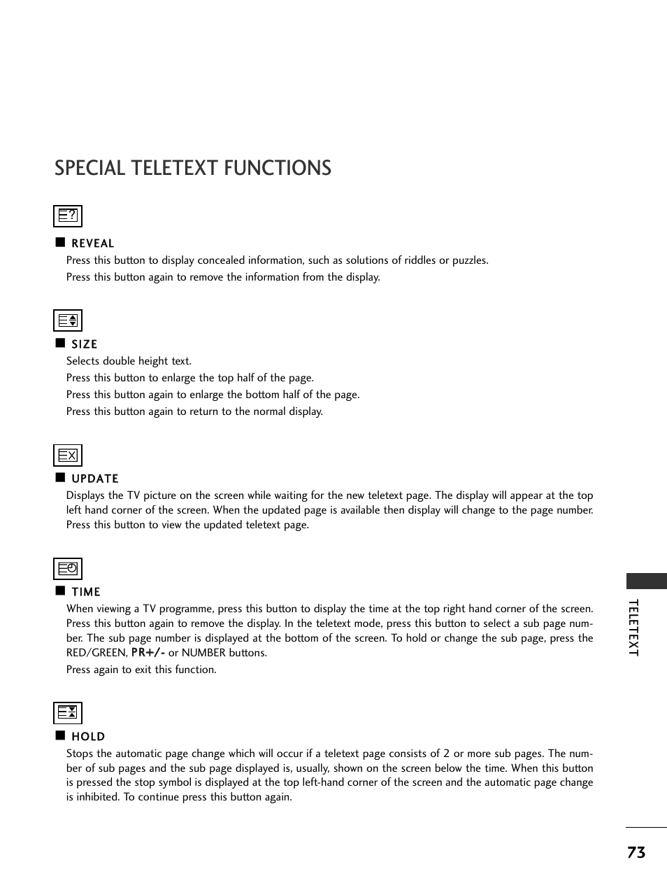 Special teletext functions | LG 37LC51 User Manual | Page 75 / 84