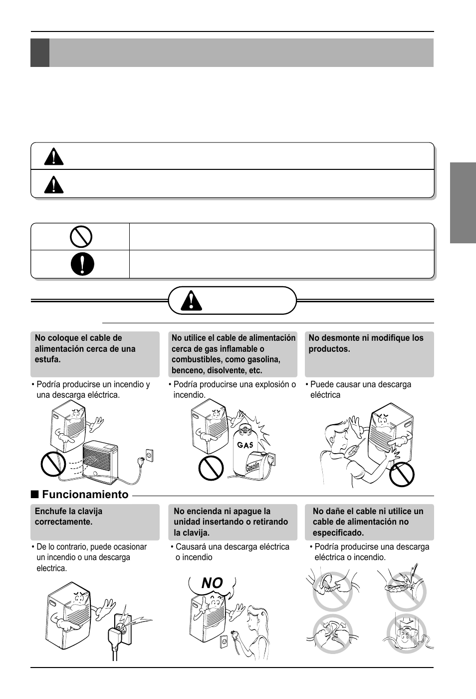 Precauciones de seguridad, Advertencia, Atención | Lea est, No lo haga. siga las instrucciones, Esp añol, Ad ver ver tencia tencia | LG ZD30 User Manual | Page 19 / 35