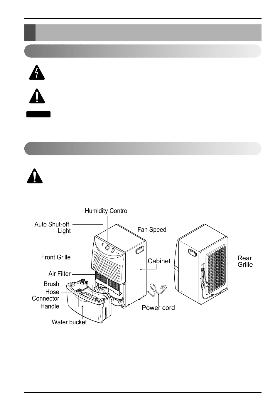Instruction, Features symbols used in this manual, 8 dehumidifier instruction | LG ZD30 User Manual | Page 8 / 35